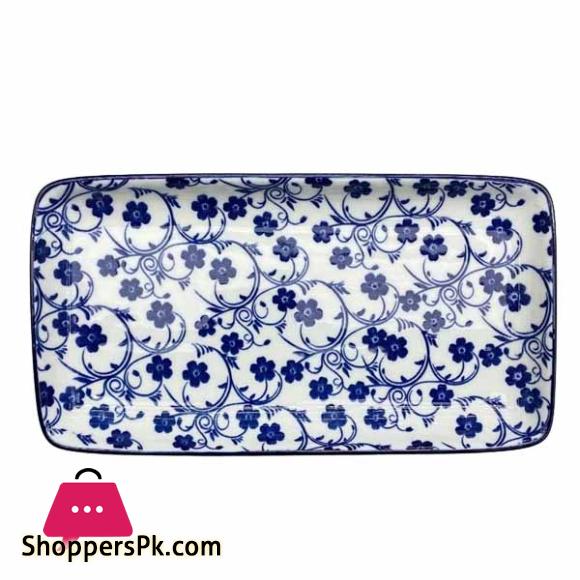 Danny Home Floral Design Ceramic Rect Plate 9 Inch