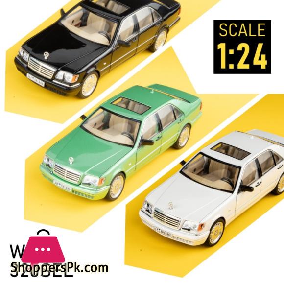 Diecast 1:24 Benzs Vintage W140 320SEL Alloy Car Model Simulation Toy Vehicle Sound Light