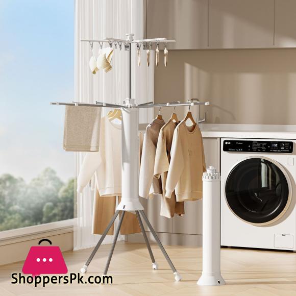 Foldable Clothes Drying Rack Octopus Type Floor Standing Balcony Clothes Drying Portable Rotating Drying Rod Clothes Dryer