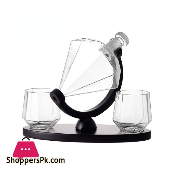 Globe Decanter Crystal Whiskey Glasses Hand-blown 100% Lead Free Whisky Decanter Set with Globe Whiskey Carafe & 2 Glasses