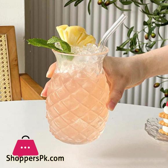Pineapple Cocktail Glass Multi-Use Juice Glass High Borosilicate Glass for Home 140z