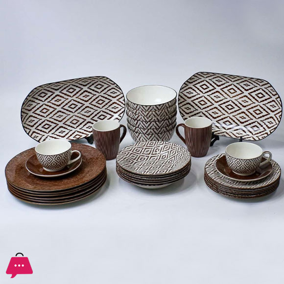 Porcelain Breakfast Set 44 Pieces Tableware Set 6-Person Serving