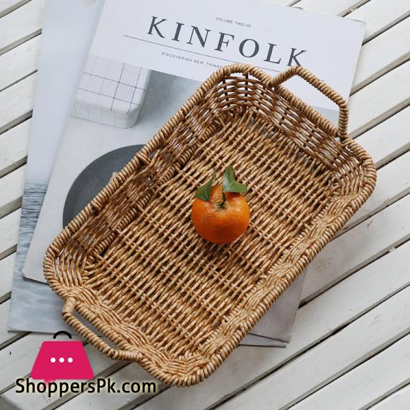 Rattan weaving breakfast snack bread basket household desktop snack basket coffee table candy dried fruit tray fruit basket