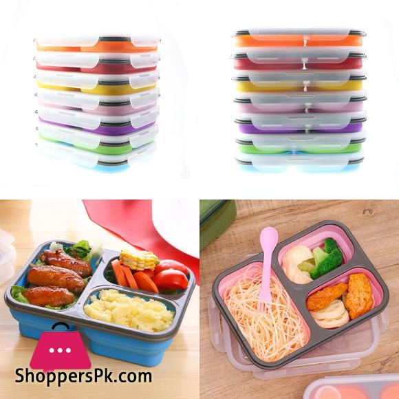 Silicone Collapsible Portable Lunch Box Folding Lunchbox Eco-Friendly 1300ml
