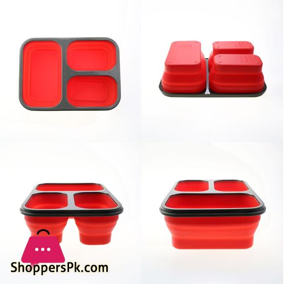 Silicone Collapsible Portable Lunch Box Folding Lunchbox Eco-Friendly 1300ml