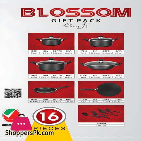 Sonex New Non stick Blosoom Cookware Sets Gift Pack of 16