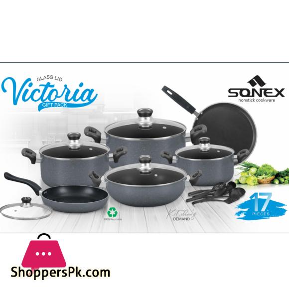 Sonex New Non stick Victoria Gift Set GL Random colors Cookware Sets