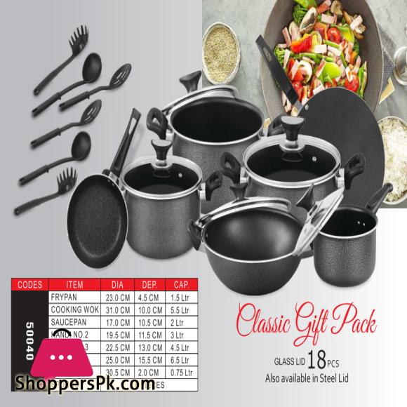 Sonex Non-Stick Kitchen set Classic Gift Pack set 18pcs Random Color Best Quality