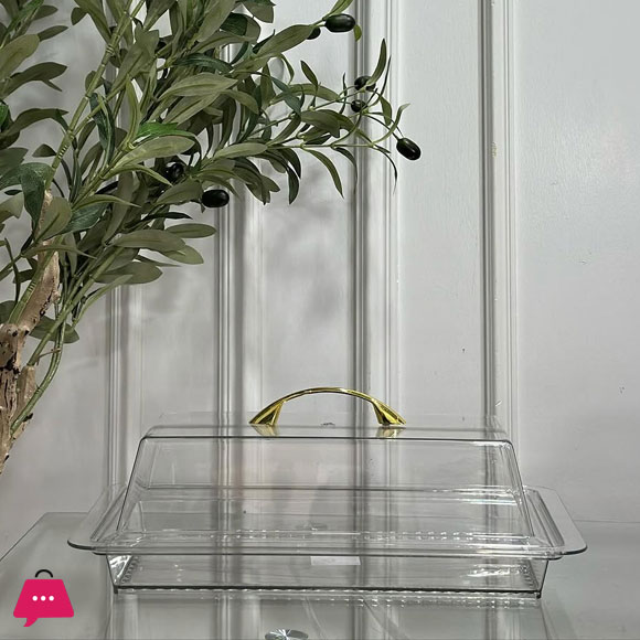 Acrylic Rectangle Pastry Trat with Cover