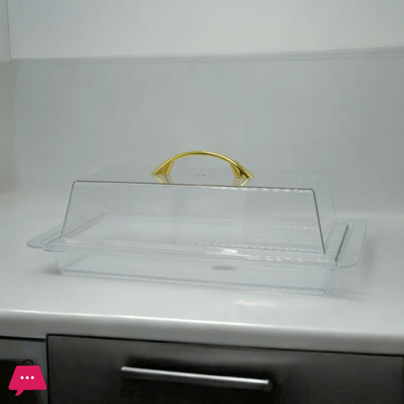 Acrylic Rectangle Pastry Trat with Cover