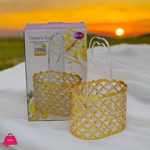 Acryllic Gold Basket Style Crystal Cutlery Holder