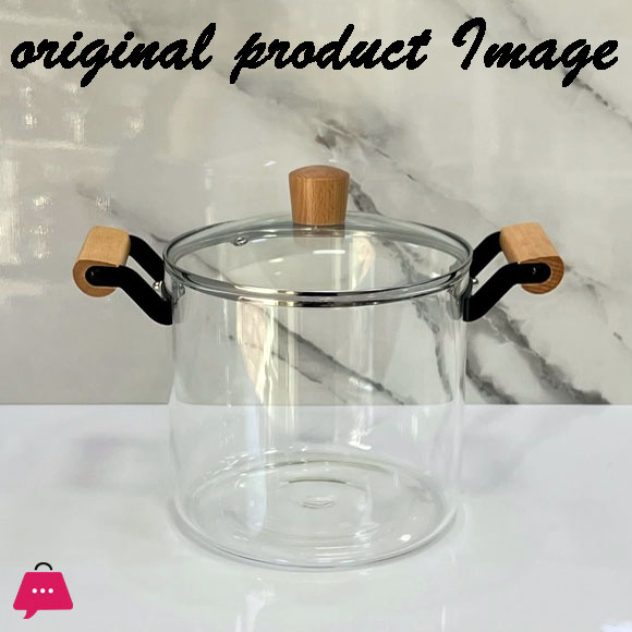 Borosilicate Glass Casserole Cooking Pot with Wooden handle Pyrex Glass Fireproof