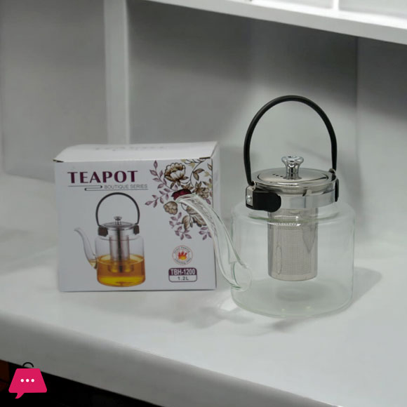 Borosilicate Glass Tea Pot With Stainless Steel Handle And tea Infuser 1200ML