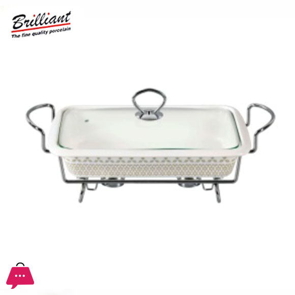 Brilliant Rectangle Casserole Serving Dish With Candle Stand – Buffet Food Warmer 16.5 Inch