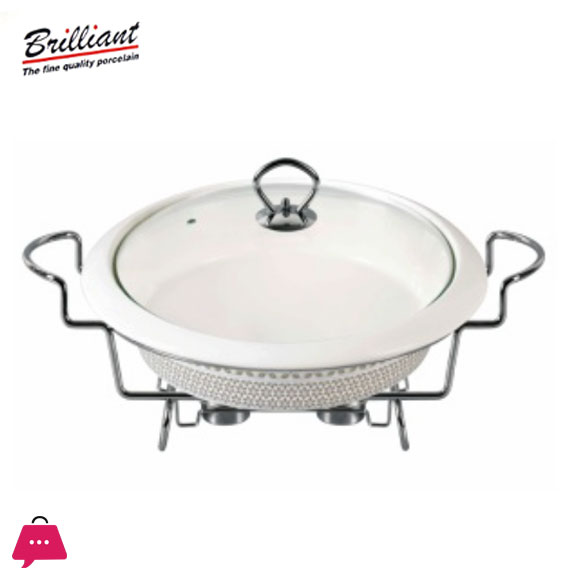 Brilliant Round Casserole Serving Dish With Candle Stand – Buffet Food Warmer 10.5 Inch
