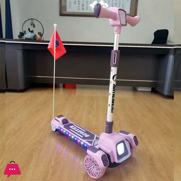 Childrens Scooter Height Adjustable Lean to Steer Flashing PU Wheels 3 Wheel Kick Scooters For Kids Boys Girls