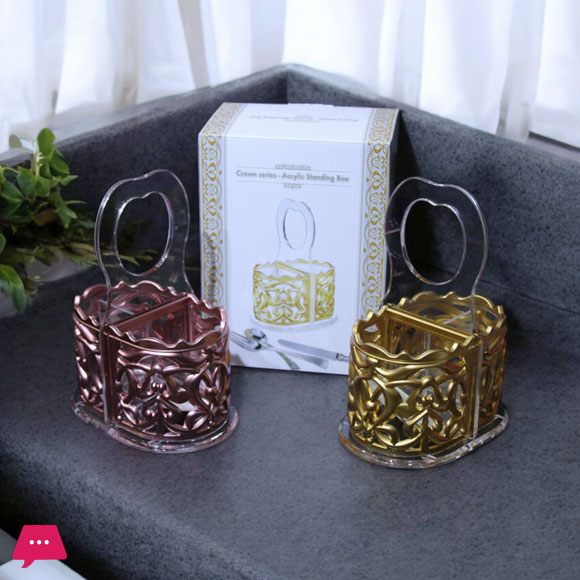 Crown Series Acrylic Storage Cutlery Standing Box with Handle
