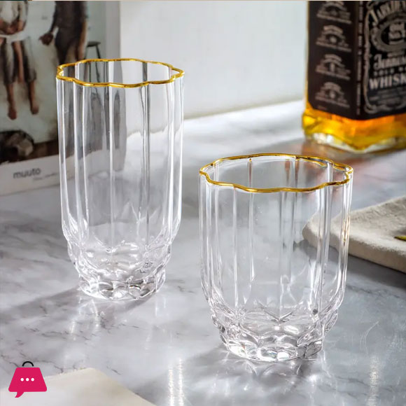 Crystal Drinking Water Glasses Diamond Shape Set of 6