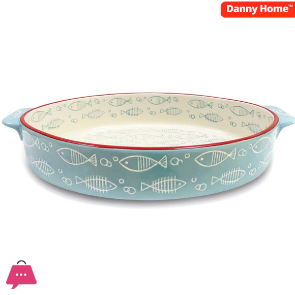 Danny Home Baking dish Cake tin Baking pan Quiche dish Oven dish Blue Fish 10 Inch
