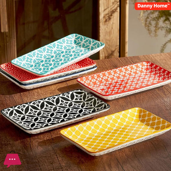 Danny Home Dowan Porcelain Rectangle Plate 9Inch 1Pcs