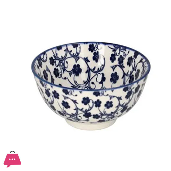 Danny Home Floral Design Ceramic Salad Bowl 8 Inch