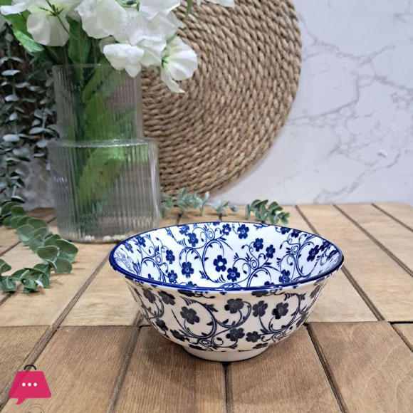 Danny Home Floral Design Ceramic Salad Bowl 8 Inch