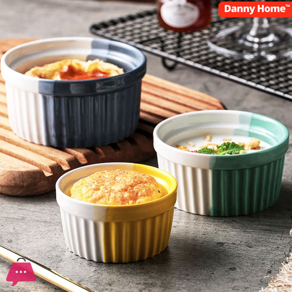 Danny Home Nordic Oven Bowls with Vibrant Semi-Painted Design 4 Inch