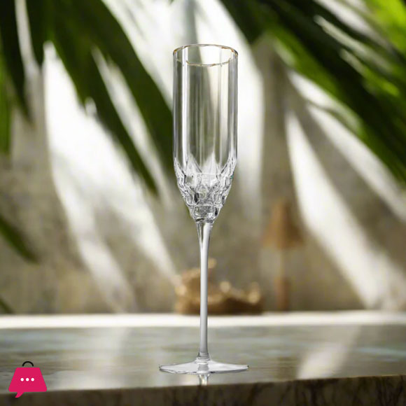 Flower Bud Crystal Goblets and Fluet Glass - Set of 6
