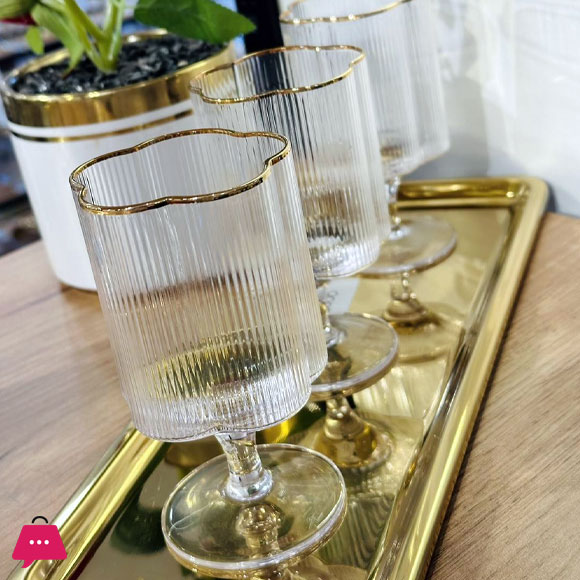 Flower Bud Crystal Low Stem Glass Set of 6