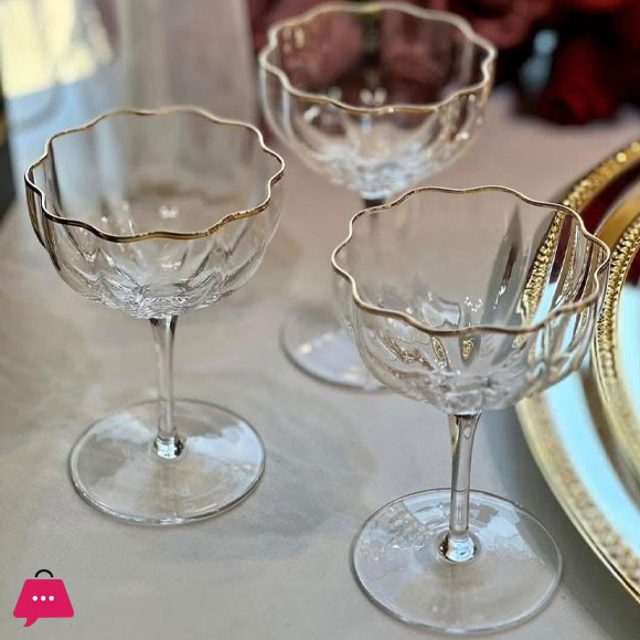Flower Bud Real Crystal Martini & Cocktail Stem Glass - Set of 6