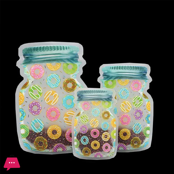 3Pcs Food Pouevening Dress Jar Zipper Bag Reusable Bogownsshape Plastic