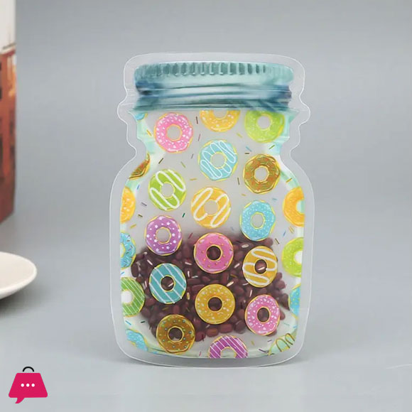3Pcs Food Pouevening Dress Jar Zipper Bag Reusable Bogownsshape Plastic