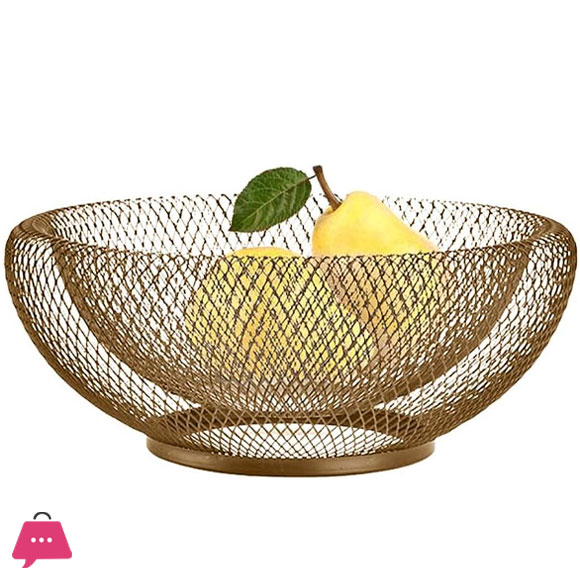 Fruit Basket Nordic Creative Double Layer Vuoto Bread Tray with Eggs Worked Vegetables for Kitchen Home Table Gold 25 x 13 cm / 9.84 x 5.12 inches