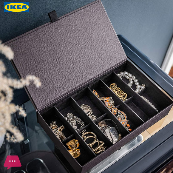 IKEA ANILINARE Jewelry Box Compartments – Velvet Soft 18 x 6 cm