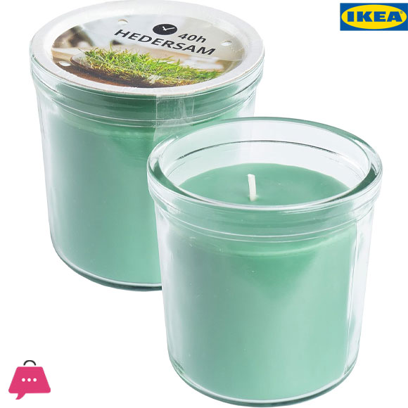 IKEA EDERSAM Scented Candle In Glass Fresh Grass / Light Green
