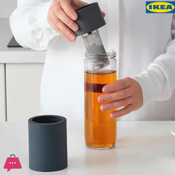 IKEA EFTERSTRAVA Travel Mug, Clear Glass / Silicone