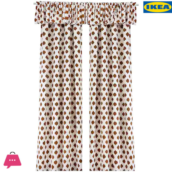 IKEA EKSPINNARE Pair of Curtains with Valance, 145 x 300 cm Brown