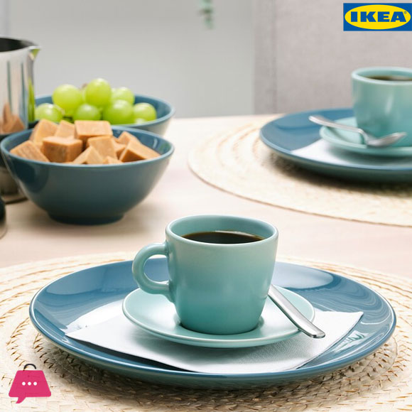IKEA FARGKLAR Cup With Saucer Matt Light Turquoise 250ml