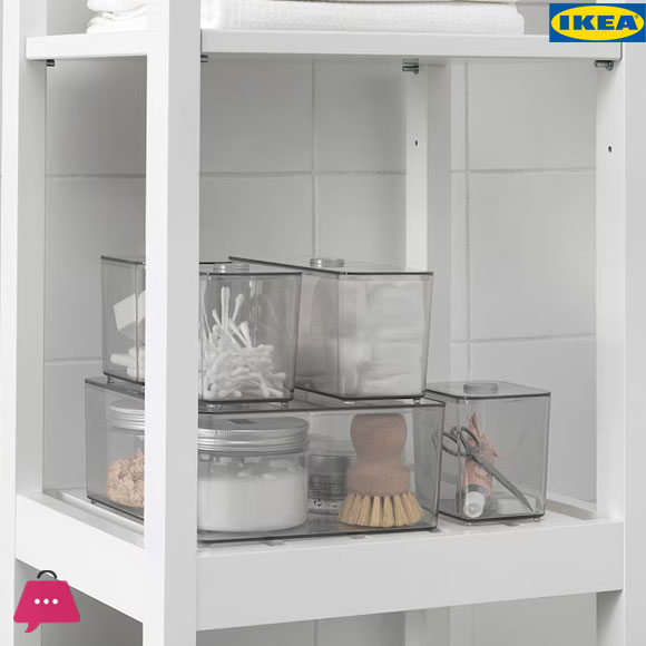 IKEA GODMORGON Box With Lid Set Of Smoked 24x20x10 CM