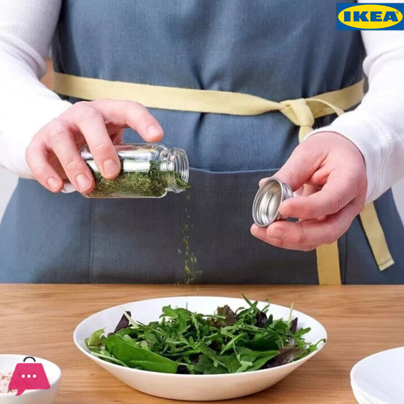 IKEA GULDFISK Spice Jar Clear Glass / Stainless Steel