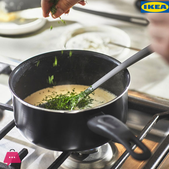 IKEA HEMLAGAD Saucepan With Lid Non-Stick Coating Black