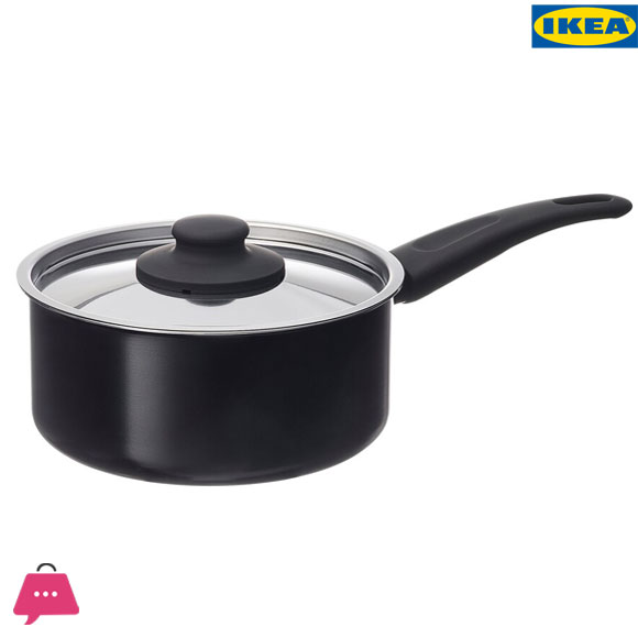 IKEA HEMLAGAD Saucepan With Lid Non-Stick Coating Black