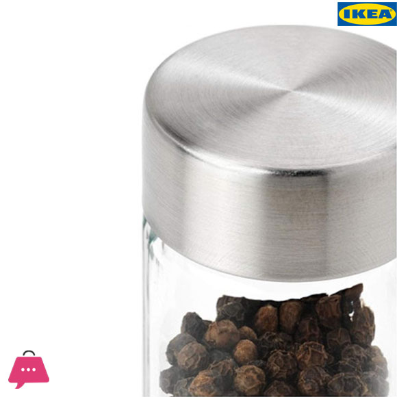 IKEA ORTFYLLD Spice Jar, Glass / Stainless Steel Set of 2