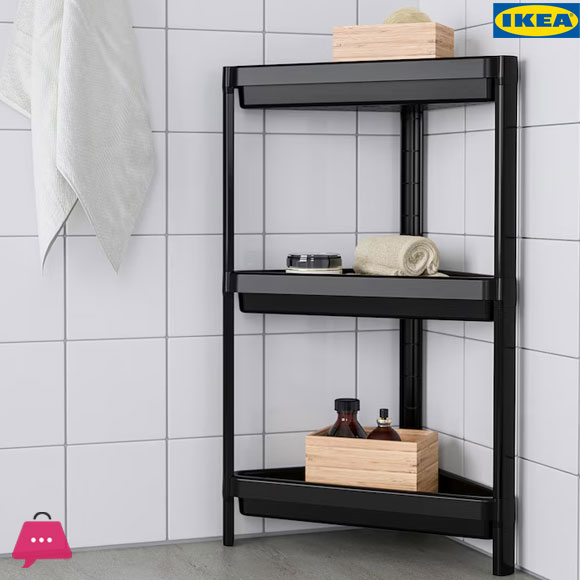 IKEA VESKEN Corner 3 Layer Shelf, Black