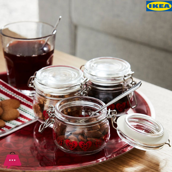 IKEA VINTERFINT Jar With Lid, Heart Pattern