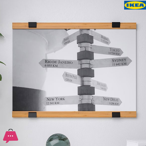 IKEA VISBACK Poster Hanger - Bamboo 61 cm