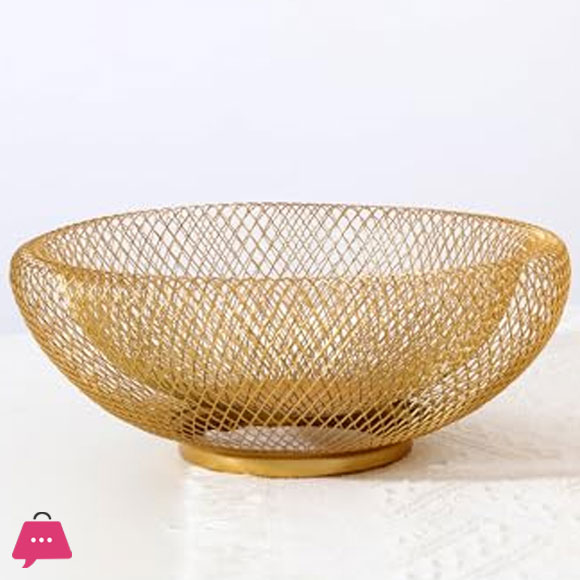 Metal Wire Woven Fruit Storage Bowl Basket for Kitchen, Large Black Mesh Fruit Stand