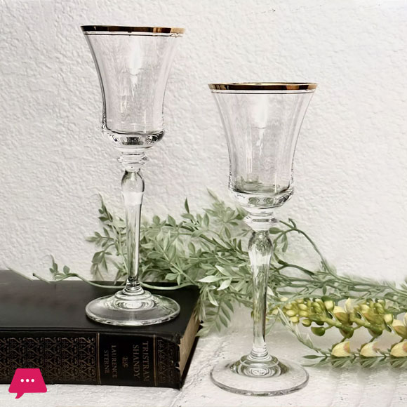 MIKASA Crystal Gold Rim Austria Stemmed Wine Glass - Set of 6
