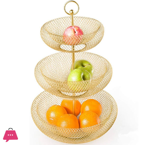 Modern Tiered Fruit Bowl for Kitchen Counter, 3-Tier Fruit Bowl Multi Tier Wire Vegetable Fruit Basket Organizer Holder for Kitchen Livingroom 3Pcs set