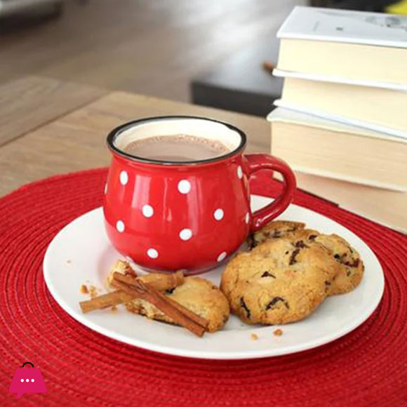 Polka Dot Ceramic Coffee Mug Set of 6